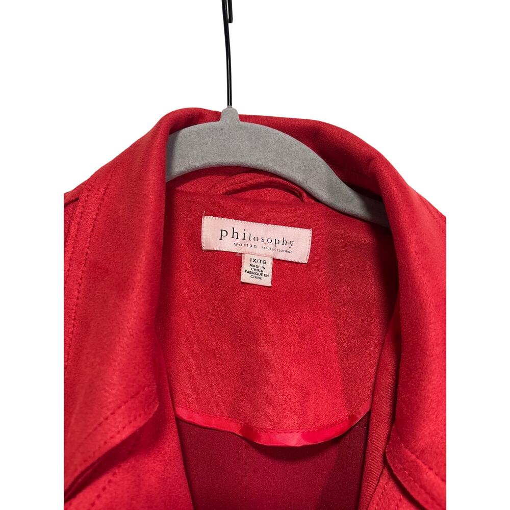 Philosophy Red Faux Leather Jacket 1X - Picture 3 of 7